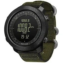 Наручний годинник чоловічий з компасом North Edge Apache Green 5BAR Чорний (2860) - мініатюра 1
