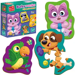 Пазли картонні з грою Vladi Toys Малюк зможе Хатні улюбленці 15 елементів (VT1722-25) - мініатюра 3