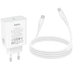 МЗП Hoco C162A Source PD40W (1USB-C) + кабель Type-C to Type-C White - мініатюра 3