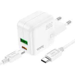 Зарядное устройство Hoco C111A 2 порта USB A+C 30 W с кабелем type-C