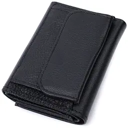 Зручний компактний гаманець з монетницею із натуральної шкіри ST Leather 22742 чорний - мініатюра 2