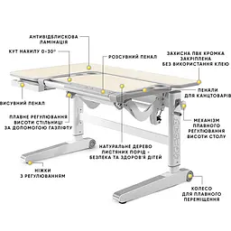 Дитячий стіл Mealux Kingwood Multicolor TG (арт. BD-820 TG/MC) - мініатюра 3