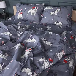 Простирадло MirSon Бязь 17-0663 Cute Pug 110х160 см сіре (2200009989438) - мініатюра 2