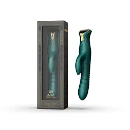 Пульсатор-кролик з вібрацією Zalo Mose Turquoise Green, нагрівання до 42°, кристал Swarovski - мініатюра 7