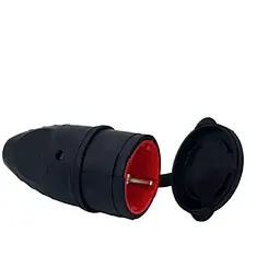 Гніздо NEOMAX з заземленням з кришкою NX2004-чорне