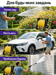 Гнучкий садовий шланг 10 м на котушці з пістолетом-розпилювачем жовтий (49675878), 10 м - мініатюра 9