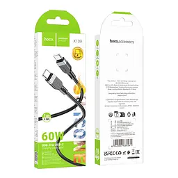 Кабель синхронізації Hoco X109 Silicone 60W/3A Type-C to Type-C 1m Black (35920_3605824) - мініатюра 3