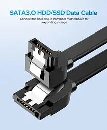 Кабель Ugreen Angled SATA 3 Data Cable 0.5m Black US217 (30797) - мініатюра 2
