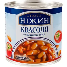 Квасоля Ніжин у томатному соусі 420 г з/б (943019)