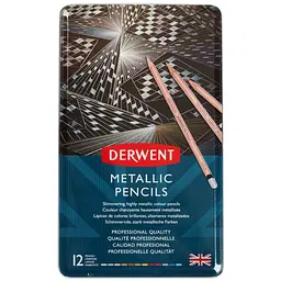 Набір кольорових олівців Metallic 12 кол. металева коробка Derwent (5028252598590)