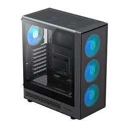 Корпус GameMax Storm 2 AB, Black, без БЖ, Midi Tower, ATX / Micro ATX / Mini-ITX, 1xType-C / 1xUSB 3.0 / 1xUSB 2.0, макс. CPU - 155 мм / VGA - 330 мм, 6x120 мм Blue LED, бічна панель із загартованого скла, хаб Fan x6 - мініатюра 2