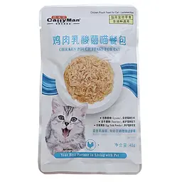 Вологий корм для котів CattyMan Lactobacillus Chicken Feast пробіотики курка в желе 45г