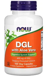 Алое вера з DGL екстрактом дегліциризованої солодки, 100 капсул NOW Foods - мініатюра 1