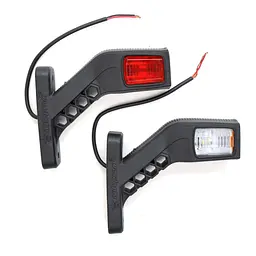 Габаритні вогні LED для вантажівок Рожки 12/24V / косий 13 см / Червоний-Білий-Жовтий 2 шт. (Л 091)