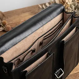Чоловічий діловий портфель Tony Perotti натуральна шкіра Italico 8013/42 (90379) Чорний - мініатюра 5