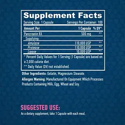 Комплекс травних ферментів Haya Labs Super Pancreatin Enzymes Амілаза, Протеаза, Ліпаза 100 капсул (820248) - мініатюра 2