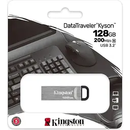 USB Flash накопичувач Kingston 128GB DataTraveler Kyson USB 3.2 silver/black (DTKN/128GB) - мініатюра 3