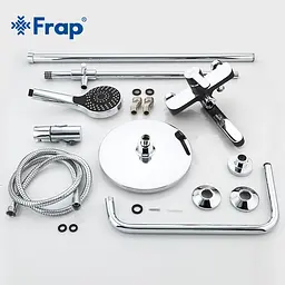 Душова система Frap F2442, поворотний вилив - перемикач на лійку, 3 режими, чорний/хром, Чорний матовий - мініатюра 5