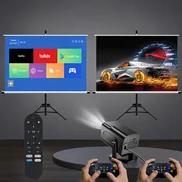 Професійний смарт-проектор 36000 ігор / Домашній кінотеатр HCS350 pro AND HA-196 / Смарт-проектор + Wi-Fi 5G, Bluetooth, HDMI, Android 12+ 2 геймпади - мініатюра 3