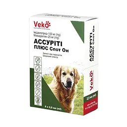 Veko Ассуріті Плюс Спот Он для собак 10-25 кг 6 х 2.5 мл пак