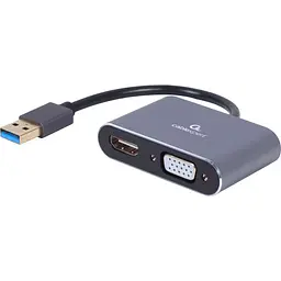 Перехідник Cablexpert USB - HDMI+VGA (M/F), 0.15 м, Black (A-USB3-HDMIVGA-01)