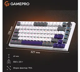 Клавіатура ігрова механічна GamePro GPMK-160-P Warden Genesis Red Outemu Swithes Hot-Swap White-Grey - мініатюра 14
