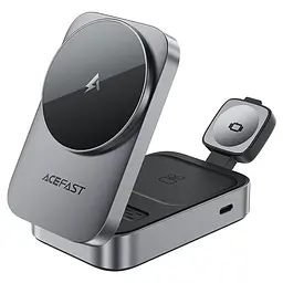 Беспроводное зарядное устройство для ACEFAST E22 Desktop 3-in-1 Wireless Charging holder Metal Gray (6974316284079)