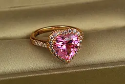 Кільце Xuping Jewelry серце океану з розовим каменем 1,4 см р 17 золотисте - мініатюра 2