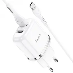 Мережевий зарядний пристрій Hoco N4 Aspiring 2 USB 2.4 A Type-C Білий - мініатюра 2