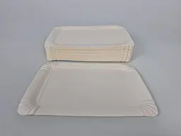 Тарілка паперова одноразова, біла 15,3×22,3 мм, прямокутна, 100 штук, для подачі закусок, гарячих страв - мініатюра 3