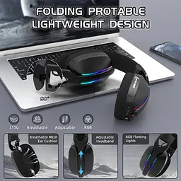 Ігрова гарнітура Attack Shark L90 Wireless,2.4GHz/Bluetooth/3.5mm PS4/PS5/Switch/Xbox/Mac/PC Black - мініатюра 3