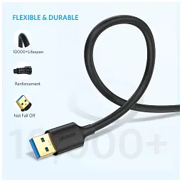 Дата кабель USB 3.0 AM/AM 1.0m US128 black Ugreen (10370) - мініатюра 3