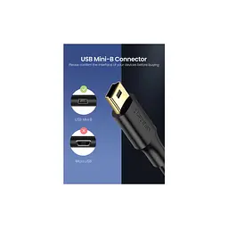 Дата кабель USB 2.0 AM to Mini 5P 1.0m US132 black Ugreen (10355) - мініатюра 4