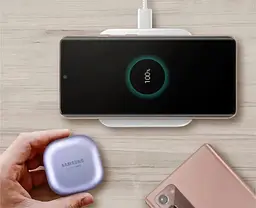 Бездротове зарядне Samsung 15W Wireless Charger Pad w/o TA (EP-P2400BWEGEU) біле - мініатюра 5