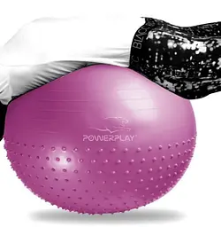 М'яч для фітнесу (фітбол) напівмасажний PowerPlay 4003 Ø75 cm Gymball Бузковий + помпа (PP_4003_75cm_Light-purple) - мініатюра 3