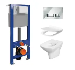 Інсталяція Cersanit Aqua 22 з кнопкою MOVI та унітазом CARINA CLEAN ON з сидінням Slim 30412 - мініатюра 3