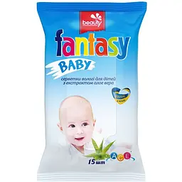 Салфетки влажные Fantasy Baby с экстрактом алоэ вера 15 шт.