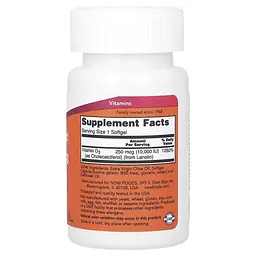 Вітаміни та мінерали NOW Vitamin D3 10000 IU, 240 капсул - мініатюра 2