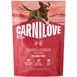 Сухий корм для активних собак Carnilove Active Venison & Reindeer & Wild Boar Active Adults оленина і дикий кабан 1.5 кг