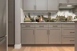 Кухонний фартух Ретро Лондон для кухні наклейка ПВХ вініловий вінтаж бежевий 60х250 см Happy Pocket Z180582 - мініатюра 2