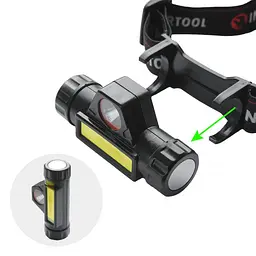 Ліхтар налобний Intertool LB-0309 акумуляторний XPE та COB магнітний 125 лм - мініатюра 5