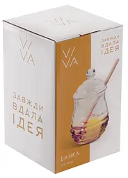 Банка для меду Viva Honey скляна з дерев'яною ложкою 280 мл (HN0513W) - мініатюра 3