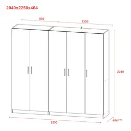 Шафа для одягу комплект Промо Сірий 2+3 ДСП 225х48х204 (80737767) - мініатюра 7