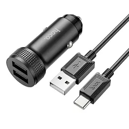 Адаптер автомобільний HOCO Type-C Cable Level dual port car charger Z49 2 USB 12 W чорний