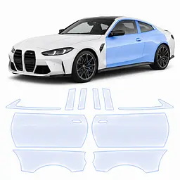 Антигравійна захисна бронеплівка за лекалами для BMW M4 G82/G83 facelift 2024- зони дверей і стійки вікон