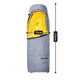 Спальник з натуральним пухом Naturehike CW700 CNK2450WS048, p-р M, жовто-сірий - мініатюра 4