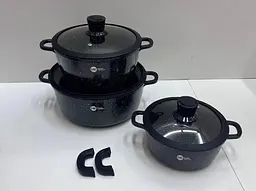 Набір посуду з гранітним антипригарним покриттям Higher Kitchen HK-325 (Чорний, червоний) - мініатюра 2