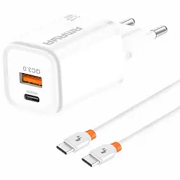 МЗП Amaya E48D PD33W+QC3.0 (1USB-A/1C) + кабель Type-C to Type-C White