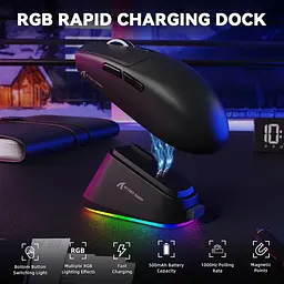 Мишка Attack Shark G3 PRO, Wireless/Bluetooth, 25000dpi. (PAW3311), 6кн., Black - мініатюра 4