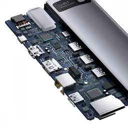 USB-Хаб Baseus Metal Gleam Series 12-in-1 (Type-C to HDMI+USB3.1*2+USB3.0*2+Type-C 3.1+PD+RJ45+SD/TF - мініатюра 7